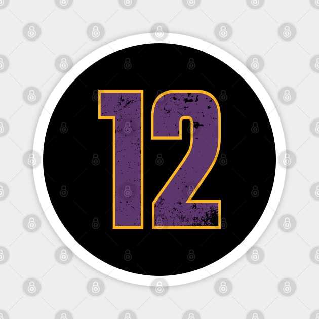 Purple and Yellow Basketball Jersey Number 12 BP-19 Magnet by itsMePopoi